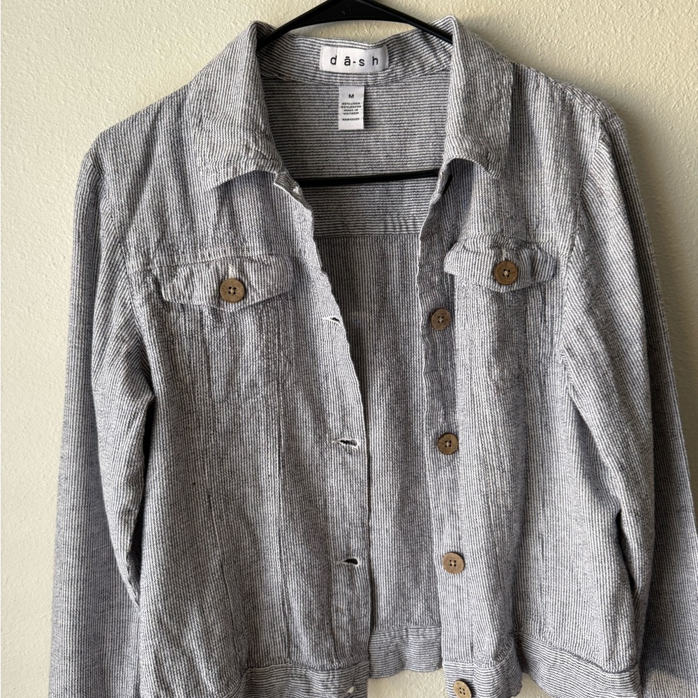 Dsh Striped Button-Front Jacket | Lightweight Uti… - image 2